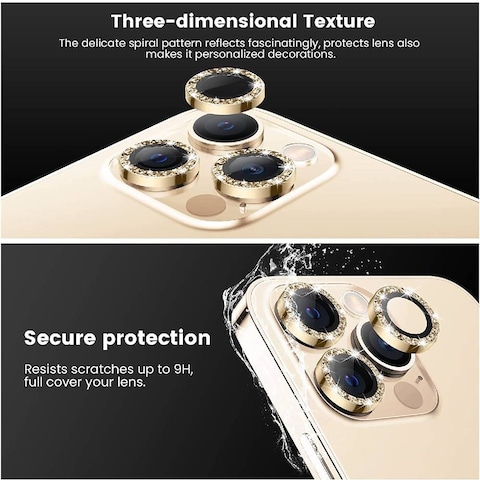 9H Tempered Glass Camera Cover Screen Protector Metal Individual Ring Protector For iPhone 14 Pro Max Gold
