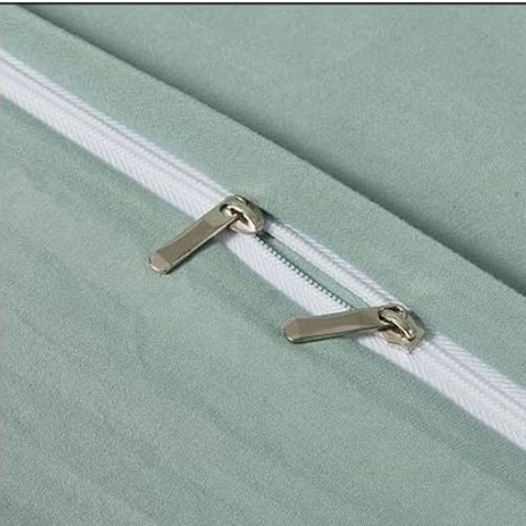 Luna Home Washable Cotton 6 Piece King Size Duvet Cover Plain Design, Plain Green Color