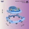 Lovely Baby Foldable Kids Walker BW05 with Adjustable Height, Musical Toys, Rotating Wheels, Comfortable &amp; Safe Activity Walker for Toddlers, Small Infant Boy Girl 6-18 months - Blue