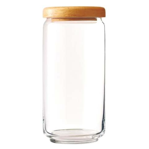 Ocean Glass Pop Jar With Wooden Lid Clear/Beige 750ml