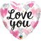 Qualatex Love You Watercolour Hearts Foil Balloon- 18-Inch Size- Pink
