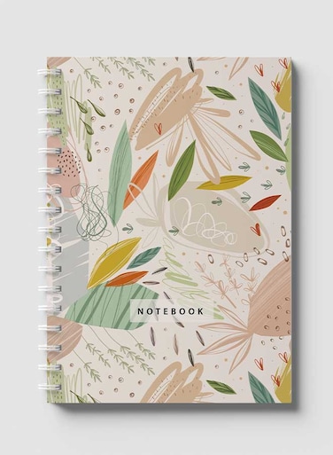 Lowha Spiral Notebook With 60 Sheets And Hard Paper Covers With Abstract Florals Design, For Jotting Notes And Reminders, For Work, University, School