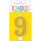 Unique Number 9 Glitter One Side Printed Candle