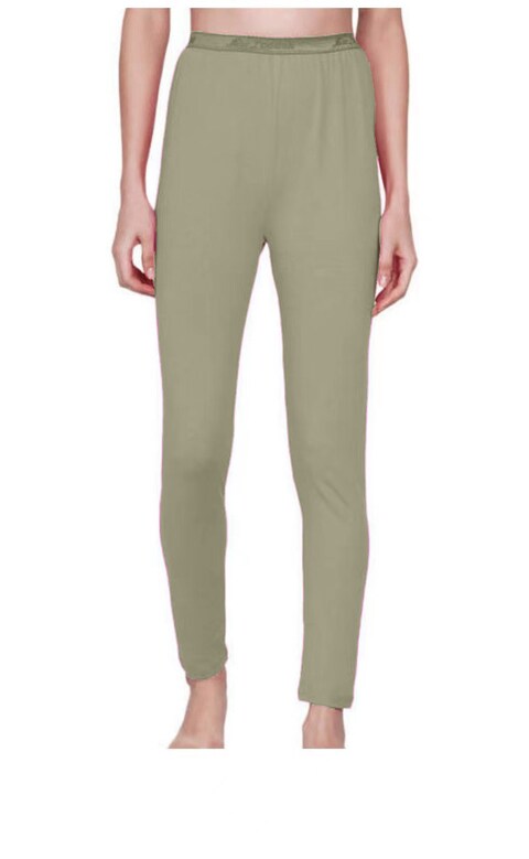 Mei Homecenter Elasticated Medium High waist Ultra Soft Tummy Support Stretchy Leggings With Lace S Size Dark Beige