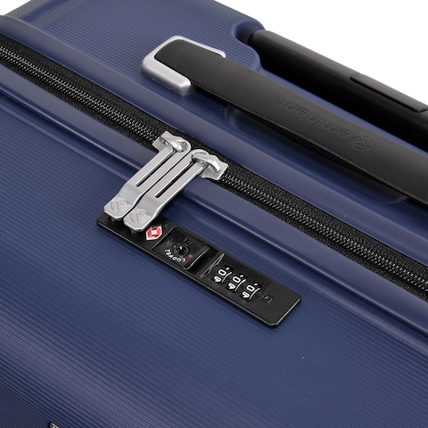 Eminent Hard Case Large Checked Travel Bag Luggage Trolley Polypropylene Lightweight Suitcase 4 Quiet Double Spinner Wheels With Tsa Lock B0011 Dark Blue
