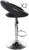 LANNY Set of 2 Modern Bar Stool High Chair T307G Black with Adjustable Height and PU Leather seat.