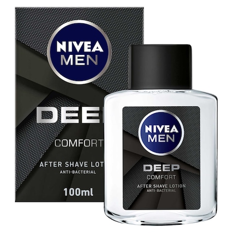 Buy NIVEA MEN Deep After Shave Lotion With Anti-Bacterial Black Carbon And Woody Scent 100ml in UAE