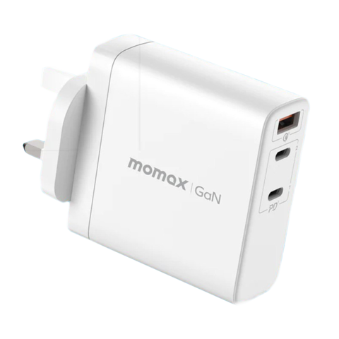 Momax One Plug GaN 140W 3-Port Fast Charger 2 USB-C and USB-A port - White