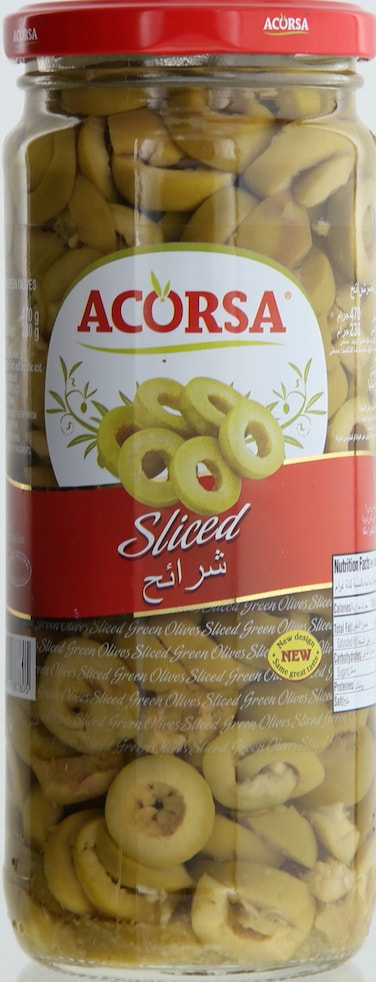 Acorsa Sliced Green Olives, 470g
