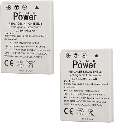 DMK Power EN-EL8 730mAh Camera Battery Compatible with Nikon Coolpix P1 P2 S1 S2 S3 S5 S6 S7 S7c Coolpix S8 S9 S50 S51 S51c S52 S52c Cool-Station MV-11 MV-121