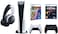 Sony PlayStation 5 Disc Standard Edition Console With PS5 Spiderman Miles Morales, PS5 Ratchet &amp; Clank, Extra White Pulse 3D Headset And Midnight Black DualSense Controller Bundle