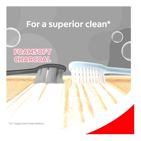 كولغيت فوم سوفت فرشاة أسنان بالفحم فائقة الكثافة رقيقة وناعمة - متعدد الألوان 2 قطع