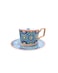 Lihan Morocco Style Rich Blue Pattern Arabian Tea Cup And Saucer With Gold Handel Special Ceramic Cup (225Ml) Idel For Tea, Coffee And Cappuccino