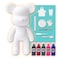 DIY CREATE YOUR OWN UNIQUE ACRYLIC FLUID POURING PAINT MONEY SAVING BEAR (13 inch - 33 cm) COMPLETE SET, Colors: Black, Rose-Red, Blue-Green, Fluorescent-Pink, Dark-Blue, Fun Creative Gift