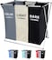 Brightshow 135L Laundry Hamper Sorter Basket Foldable 3 Sections With Aluminum Frame 25.5''&times;23''H Grey