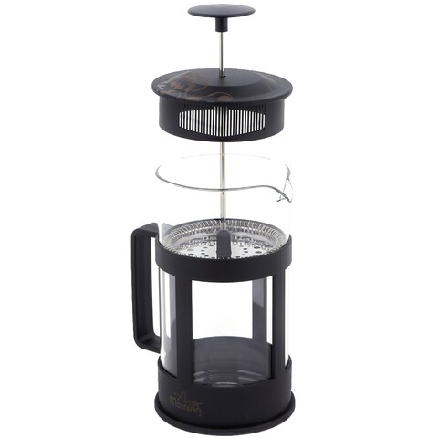 Any Morning French Press Coffee and Tea Maker, Borosilicate Glass Coffee Press, Stainless Steel Filter, Durable and Heat Resistant, Black (1000 ml, 33.8 oz, 4 Cup)