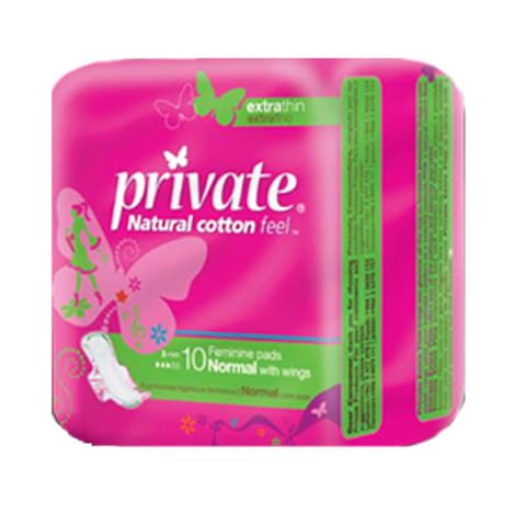 Private Extra Thin Wings Ladies Pads Normal 10 Count