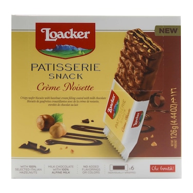 Loacker Patisserie Snack Creme Noisette Bar 21g Pack of 6