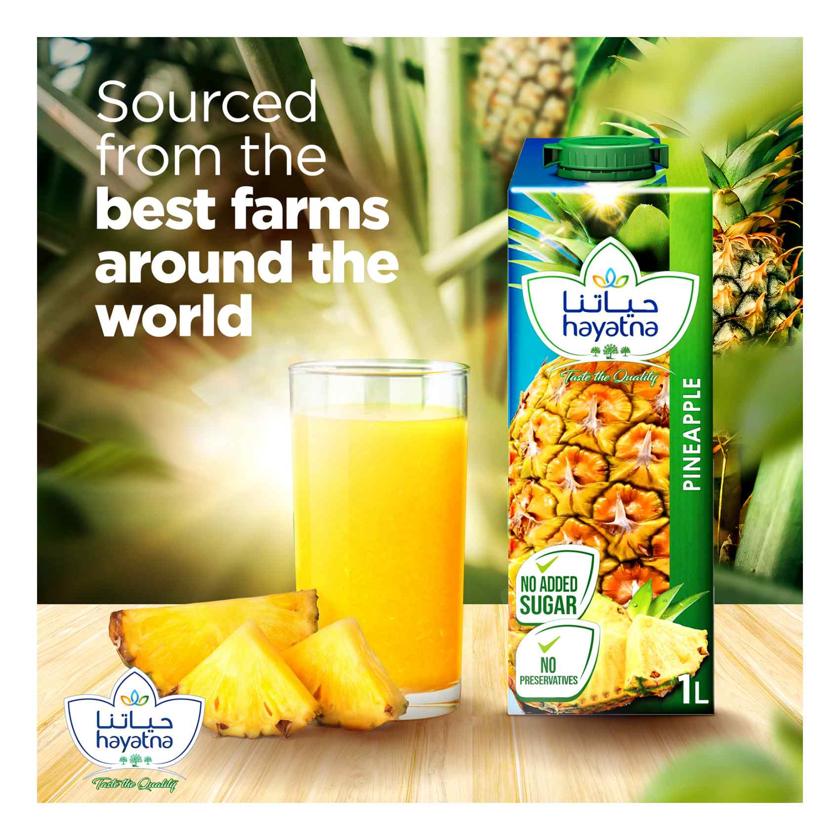 Hayatna Pure Pineapple Juice Free from preservatives No added sugar 1L