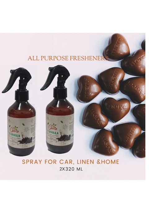 320ml Chocolate and Vanilla Room Air Freshener - 2-Pack for Home, Office, Carpets, and Pillows - Odor Eliminator