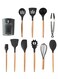 11-Piece Cooking Utensils Kitchen Set Black/Brown