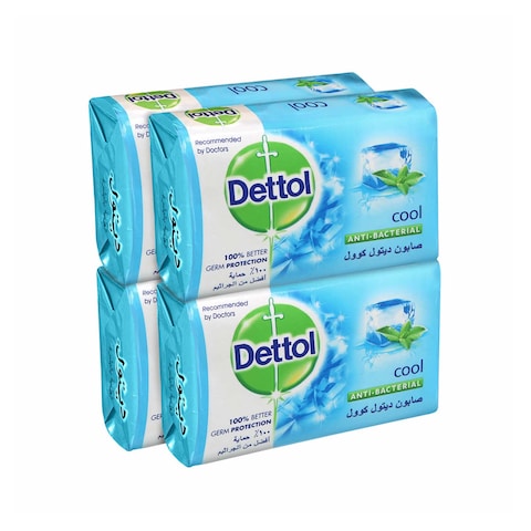 Dettol Cool Anti-Bacterial Soap Bar - 165 gram - 4 Pieces