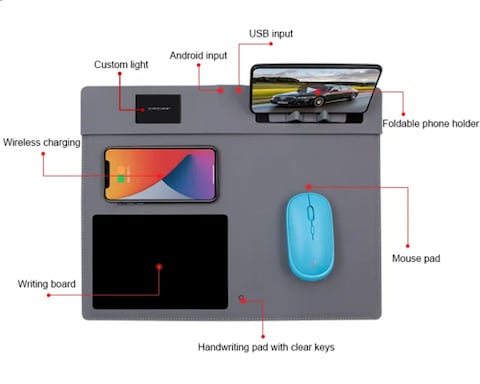 Ultimate Digital Workstation Bundle: Wireless Charging Mouse with Mousepad, Phone Stand, and Digital Notepad