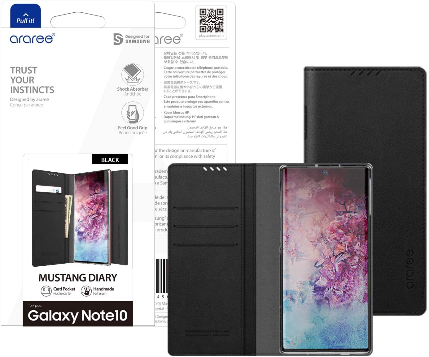 Araree Samsung Galaxy Note 10 Mustang Diary Flip Case Cover (Black)