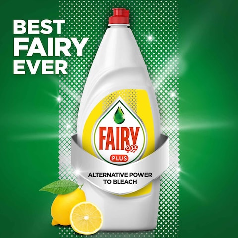 Fairy Plus Lemon Dishwashing Liquid Soap with alternative power to bleach 600ml Pack of 2