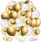 Party Time 60 Pack Gold White Confetti Balloons,12 Inch Gold Metallic Balloons Confetti,Wedding Helium Balloons for Birthday Wedding Baby Shower Valentine's Day New Years Decoration