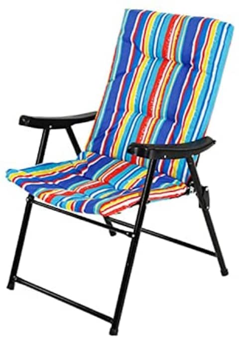 GO2CAMPS Folding Camping Chair with Cushion High Quality Beach Chair for Garden Balcony or Festivals Outdoor Relax Chair as Fishing Chair or Festival Chair (Multicolour)