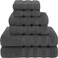 Towel Set Luxury Hotel Quality 600 GSM 100% Genuine Combed Cotton, Super Soft &amp; Absorbent Family Bath Towels 6 Piece Set - 2 Bath Towels, 2 Hand Towels, 2 Washcloths - Dark Grey