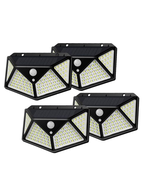 4-Piece Waterproof LED Solar Security Light Set Black/White/Yellow