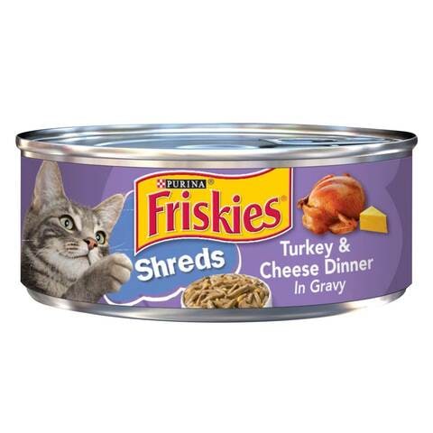 Buy Purina Friskies Shreds Turkey And Cheese Dinner In Gravy Cat Food 156g in Kuwait