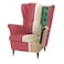 In House 2 Pieces Chair King Velvet With Two Wings And FootStool - Dark Pink - E3