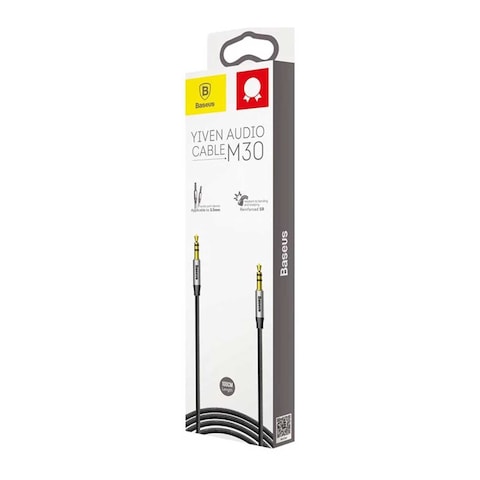 Baseus CAM30-BS1 AUX Cable - 1 Meter - Silver/ Black