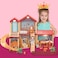 Fitto 4 Rooms huge 2 story dollhouse Playset, Playset Girls Dollhouse, with 1 Doll 1 Dog Furniture Toy Accessory, Toys Set for Age 3-9 Toddlers Kids Girls, Peach