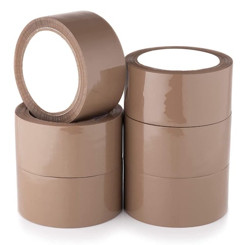 Brown Packaging Tape, 2 inches x 50 yards Strong Heavy Duty Packing Tape for Parcel Boxes, Moving Boxes, Large Postal Bags, Office Use [6 Rolls]