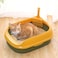 Vsell24 Cat Litter Box Pet Litter Tray Kitten Pan Toilet Shovel Bedpan Green Home Style Cat Litter Box-Forest Green