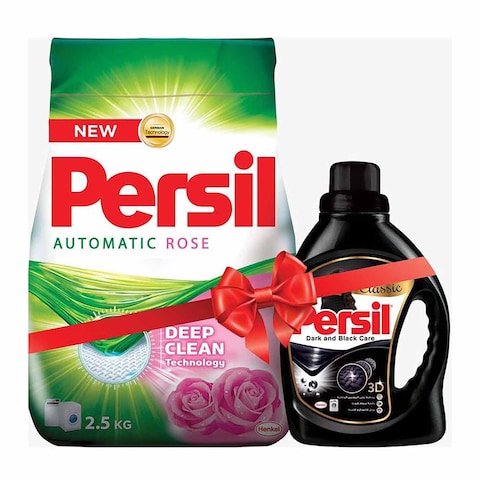 Persil Automatic Laundry Powder Detergent With Rose Scent - 2.5 Kg + Persil Automatic Black and Dark Laundry Liquid Detergent - 880 Gm
