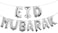 Party Time Silver 16" Eid Mubarak Foil Balloon Banner Party Decoration Supplies Ramadan Decoration Silver EID Balloons for Muslim EID Ballon