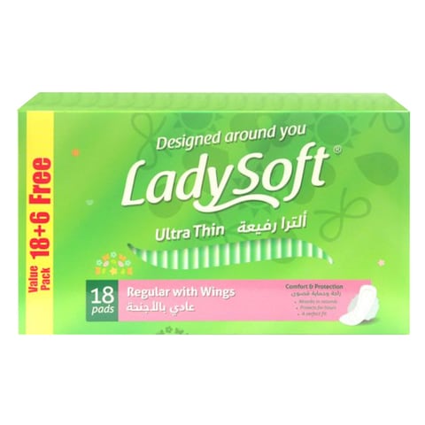 Lady Soft Ultra Thin Regular With Wings Sanitary Pad 24 Count
