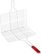 Royalford Barbeque Grill Chromium Plated Iron, Rf10379 - Wooden Handle, Folding Portable BBQ Grill Basket For Fish Vegetables Shrimp, Larger Grilling Area