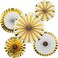 Paper Fan WHITE AND GOLD SET 5 pcs