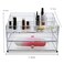 AlHoora 36X24X25cm 2Drawer Acrylic Cosmetic Organizer With Jewelry Box , Stainless Steel Stand , Color Box
