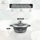 LIFE SMILE Cooking Pot   aluminum Soup Pot With Glass Lid   100% PFOA Free, Fixed Handle   Multi Layer Non-Stick Granite Coating   oven safe &amp; Dishwasher Safe (16CM (1.5 Liters), Black)