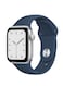 ابل واتش إس إي ساعة ذكية مع خاصية تحديد المواقع جي بي اس، إطار مقاس 40 مم، هيكل من الألومنيوم لون فضي، سوار رياضي أزرق أبيس