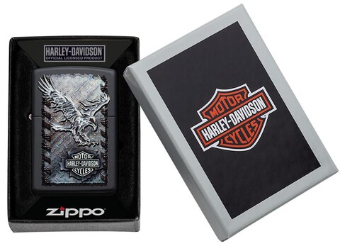 Zippo 28485 Harley Davidson Chrome Eagle Black Matte Lighter