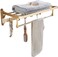 Atraux Wall-Mount Adjustable Bathroom Towel Rack With 5 Hooks &amp; 2 Tier Architecture, Gold