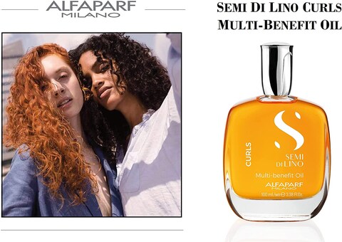Alfaparf Milano Semi Di Lino Curls Multi-Benefit Oil For Wavy And Curly Hair, Hydrates And Nourishes, Reduces Frizz, Humidity And Thermal Protection, Vegan-Friendly Formula 3.38 Fl OZ